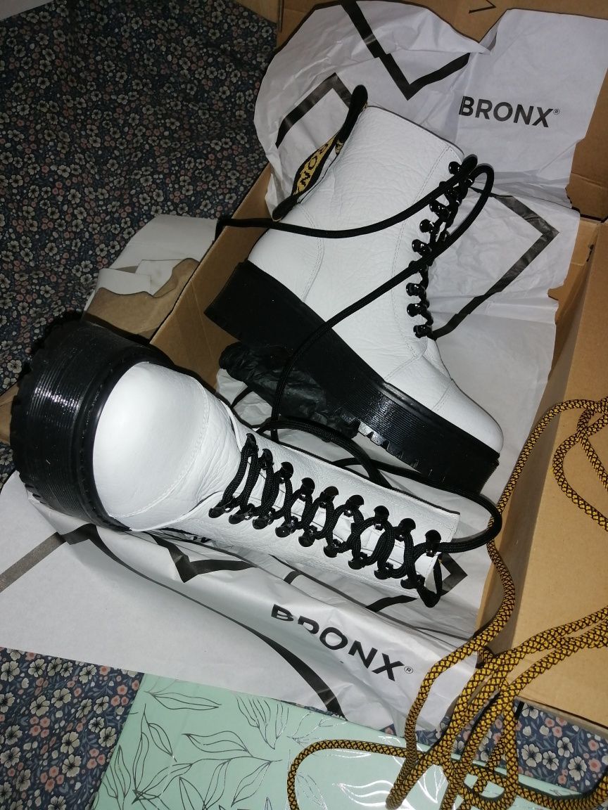 NOWE buty Botki BRONX super chunky workery PREMIUM! skóra naturalna 36