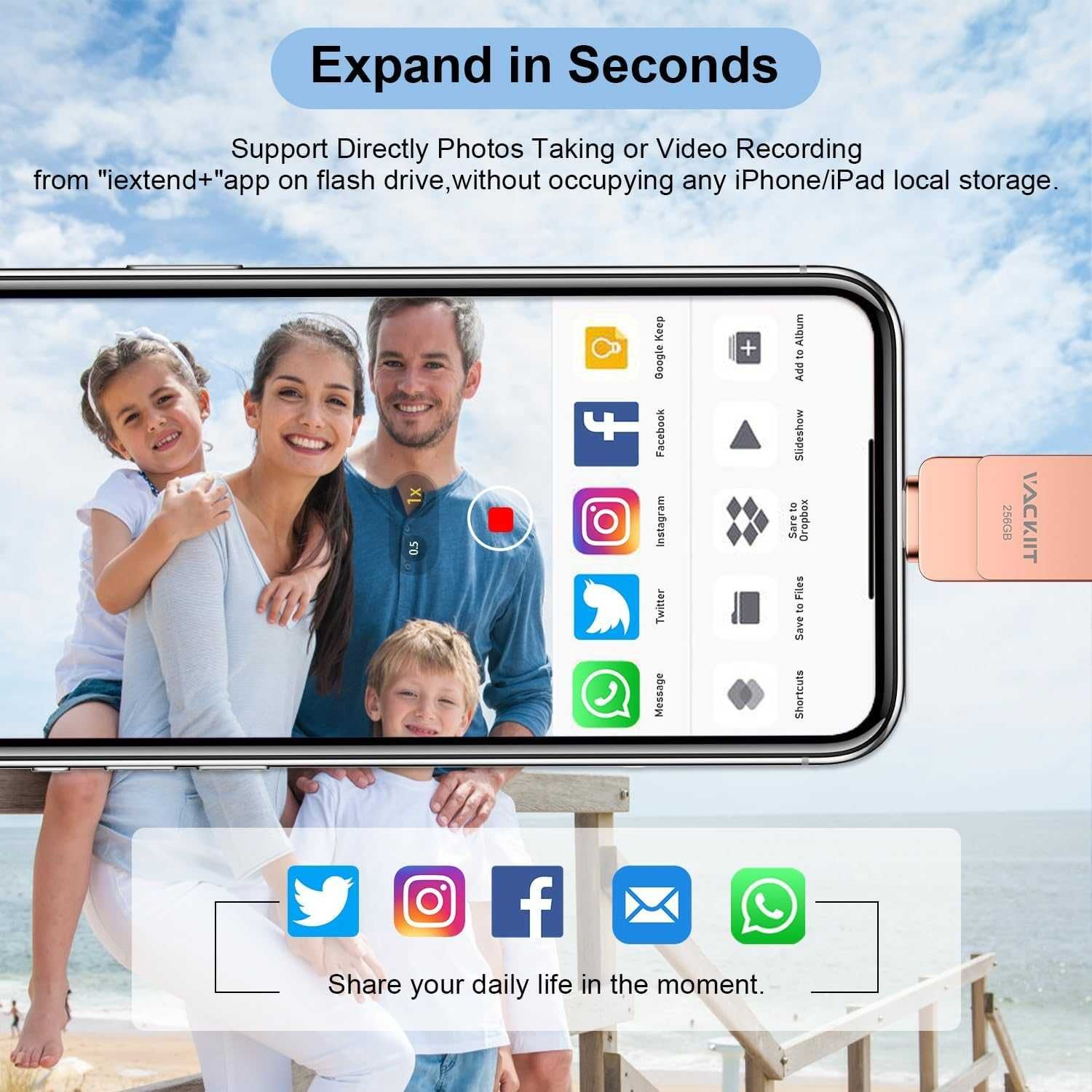 Vackiit Pendrive iExpand do Iphone 256 GB USB 3.0
