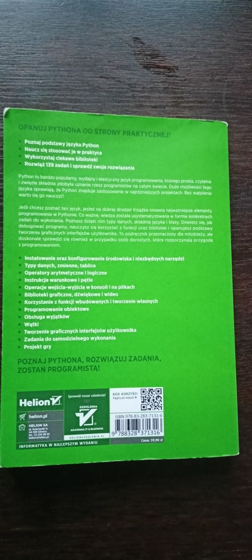 Python w zadaniach.Wiejak Urszula, Wojciechowski Adam