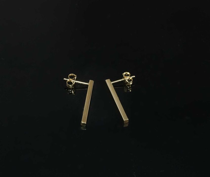 Złoto 585 - złote kolczyki wiszące słupki