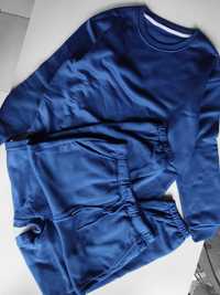 Chabrowy niebieski Komplet dresowy dres bluza spodnie ściągacze baggy