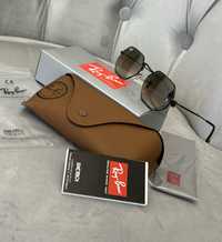 Солнцезащитные очки ray ban темно коричневая линза полный комплект