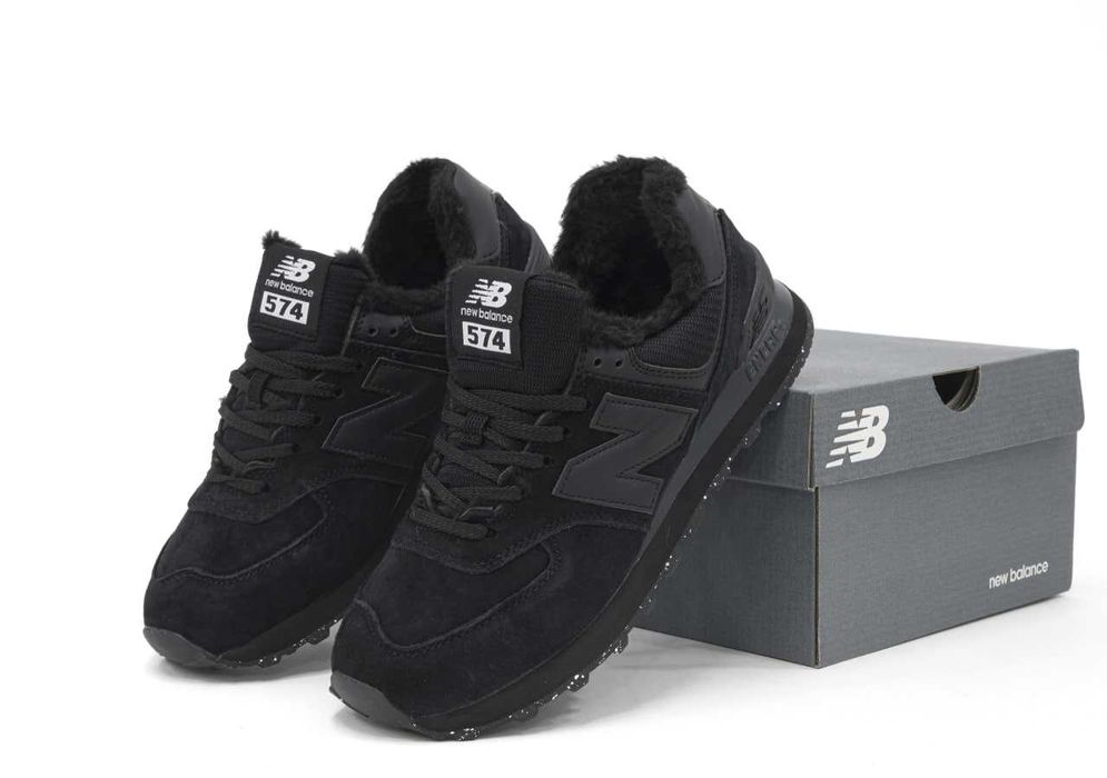 Зимние замшевые кроссовки New Balance 574 Winter Fur Мех зимові нб 574