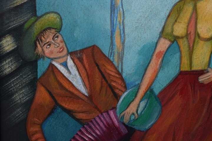 Zofia Stryjeńska - Hucuł i Hucułka - Stary Portret Obraz Olejny