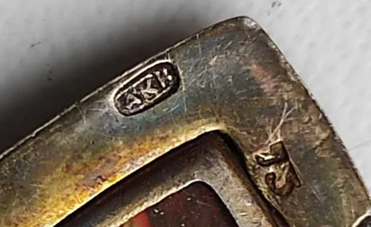 Антикварный медальон (кулон) с ликами святых, СССР, Ag 875, клеймо АКК