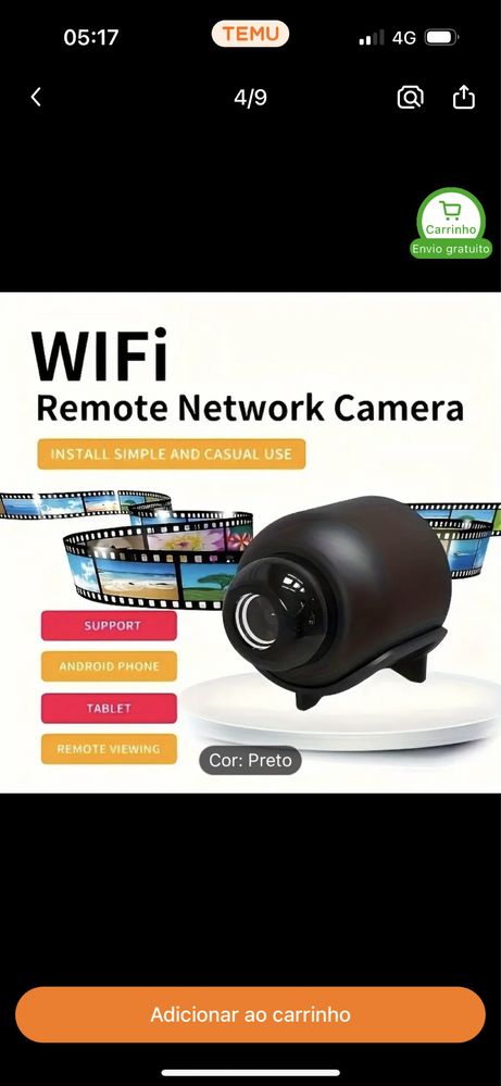CAMERA IP SEM FIO MINI 2.4 GHz
