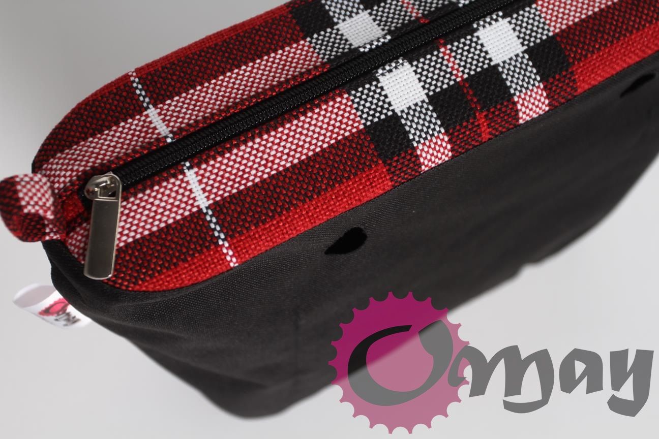 Organizer OBAG MINI krata czarno-czerwona elegancka 2 kieszenie OMAY
