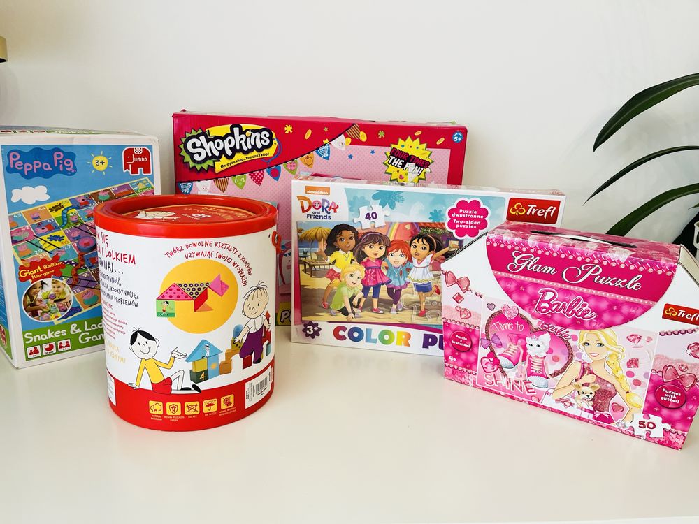 Zestaw Zabawek Peppa Dora Bolek i Lolek Klocki Puzzle Shopkins