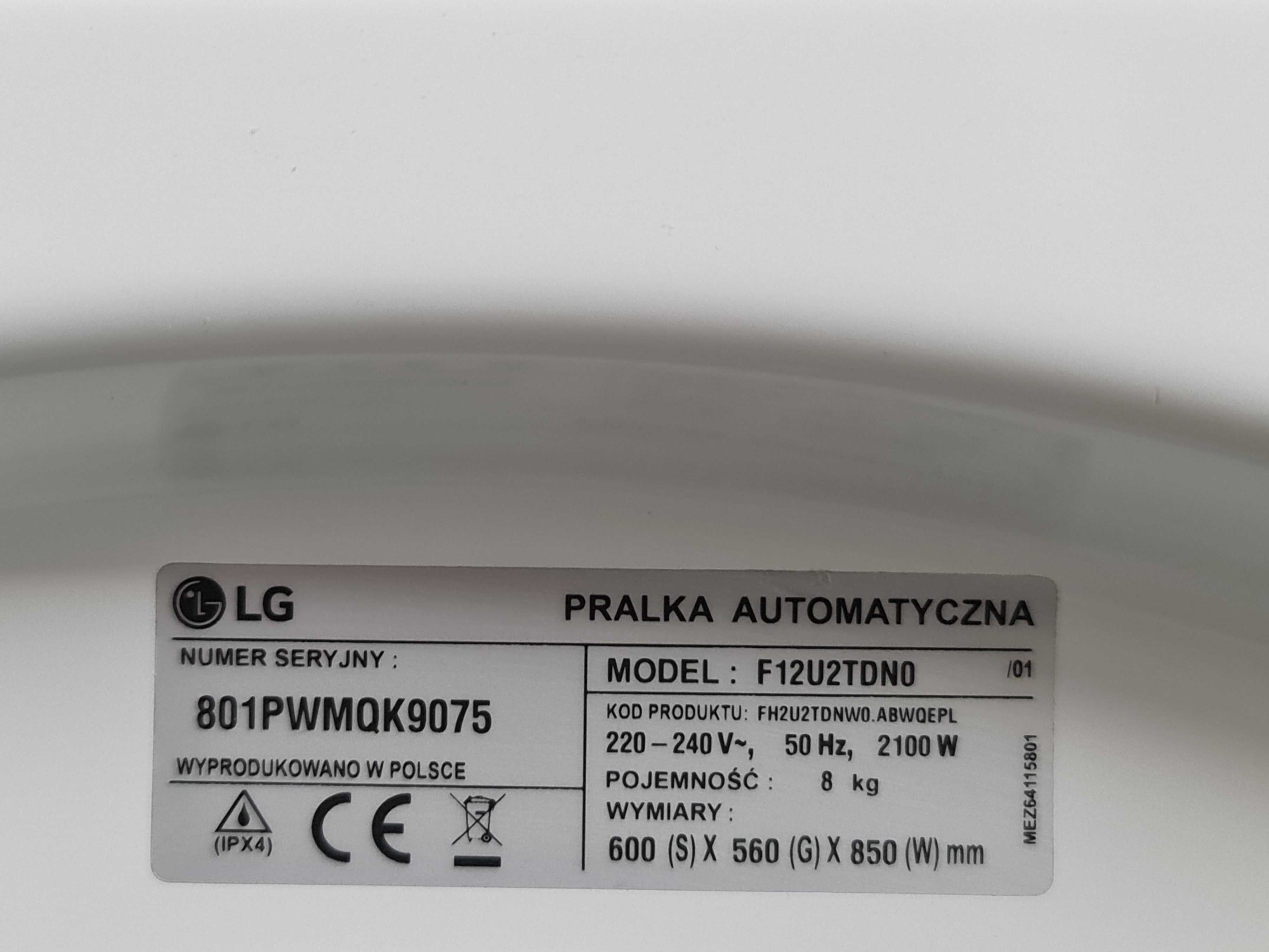 Пральна/стиральная/ машина LG Inverter Direct Drive 8 KG / F12U2TDN0
