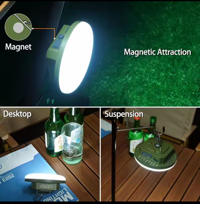 Лампа для кемпінгу MOS-13 yellow.  Ліхтар з трьома режимами яскравості