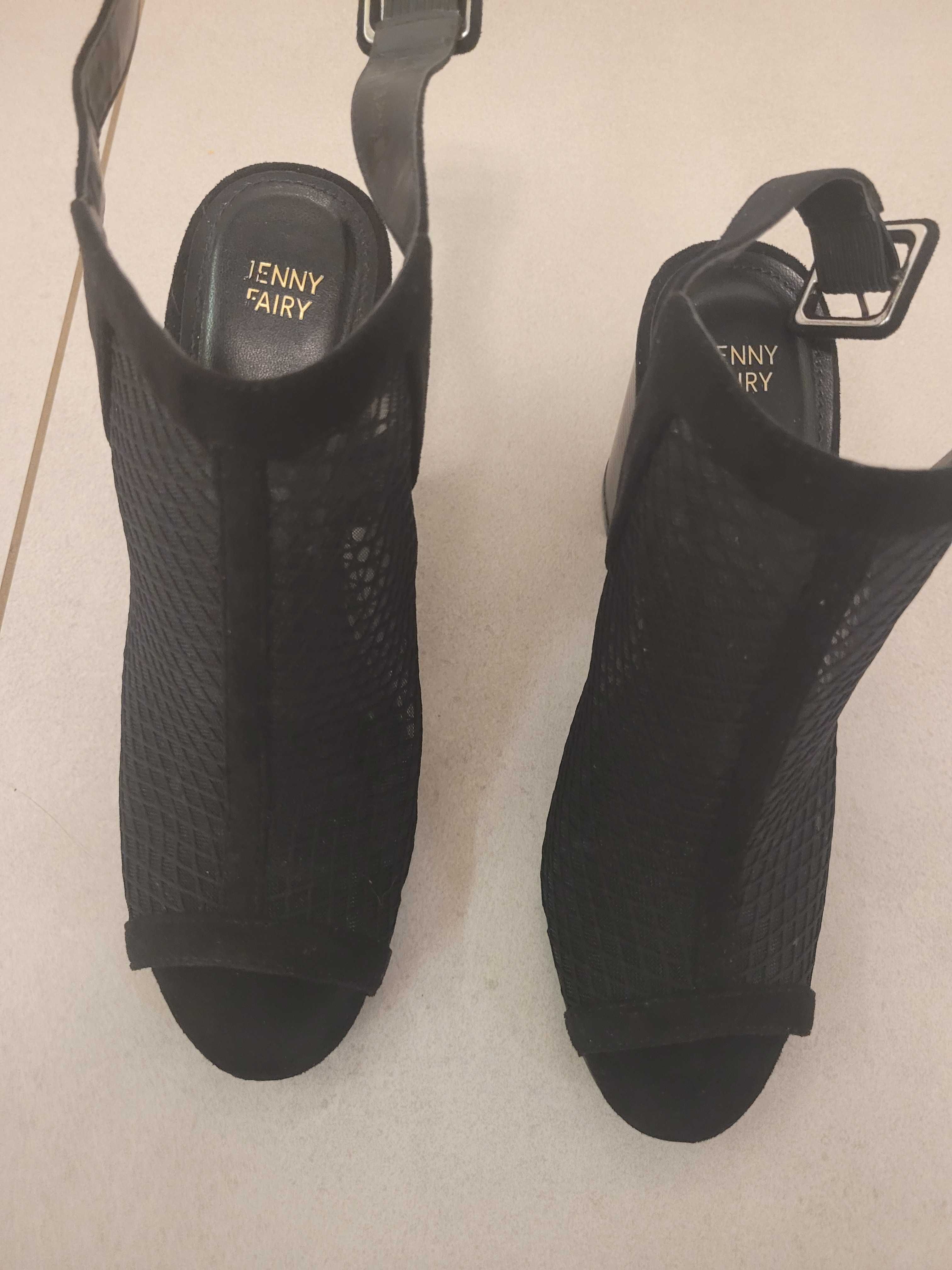 Buty Jenny Fairy, rozmiar 38, czarne, elaganckie, na grubym słupku