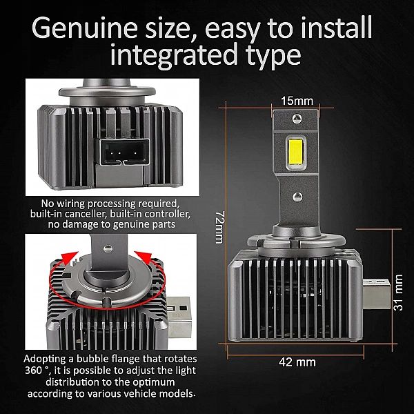 Żarówki Samochodowe D1S LED 100% Canbus 70W 16000Lm 6500K Xenon White