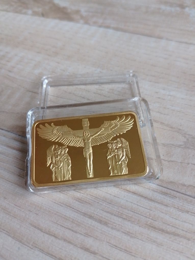 Sztab. Tablice Mojżesza/Ukrzyżowanie. Plater 24k gold. Cudo!
