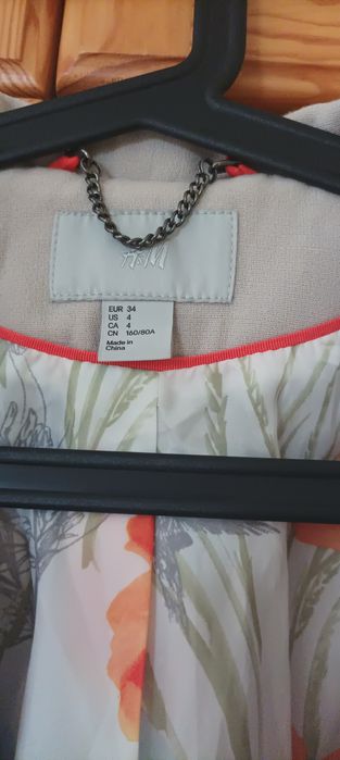 Płaszcz lolita letni wiosenny narzutka żakiet marynarka 34 XS H&M