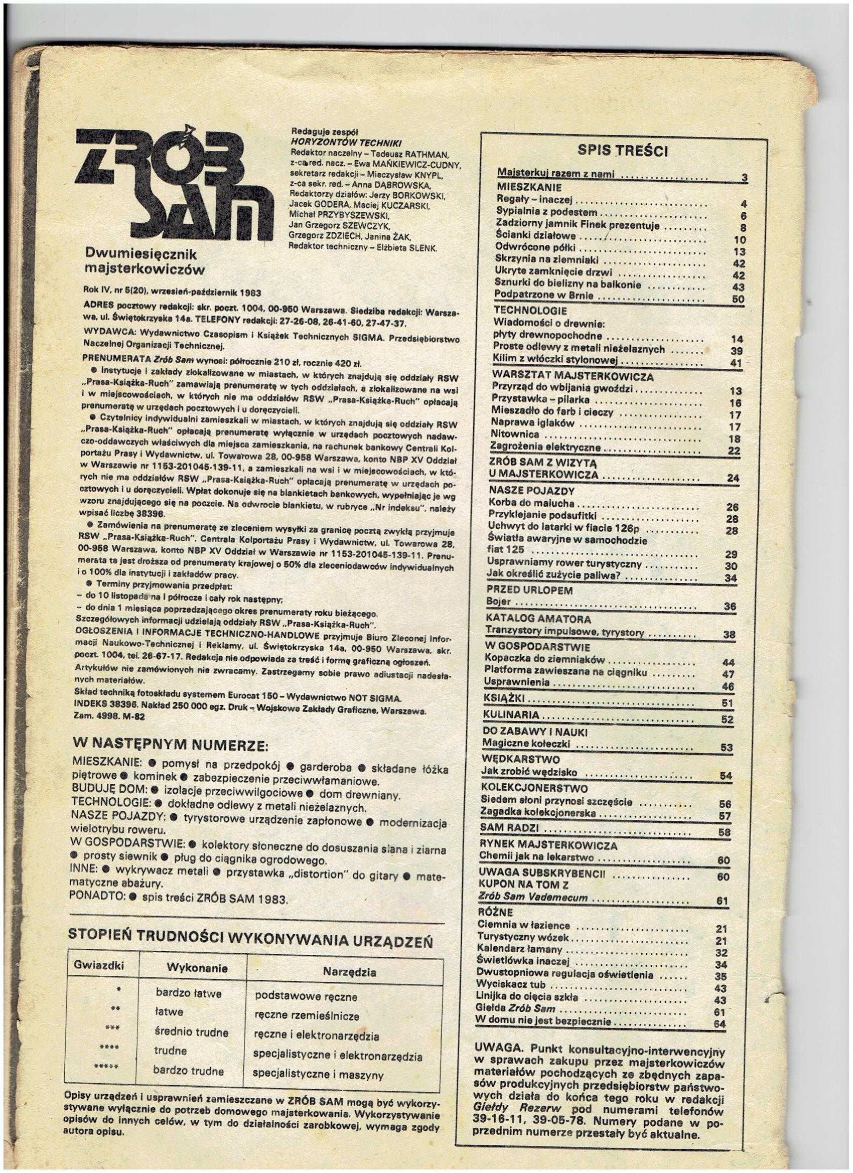 Dwumiesięcznik Zrób to sam do wyboru 3.1983,5.1983