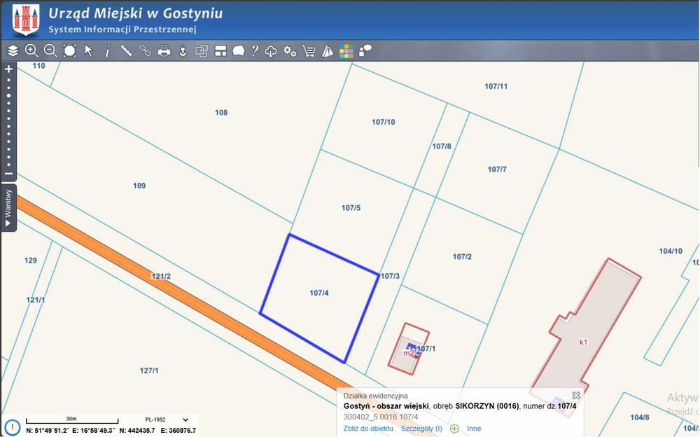 Działka budowlana w Sikorzynie