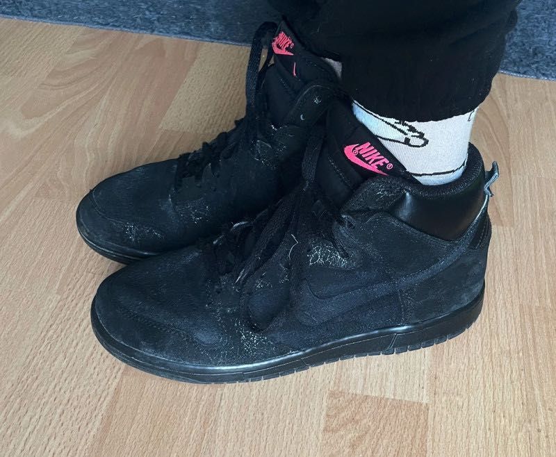 Nike Dunk Czarne r.38,5/39 high zamsz suede unisex black