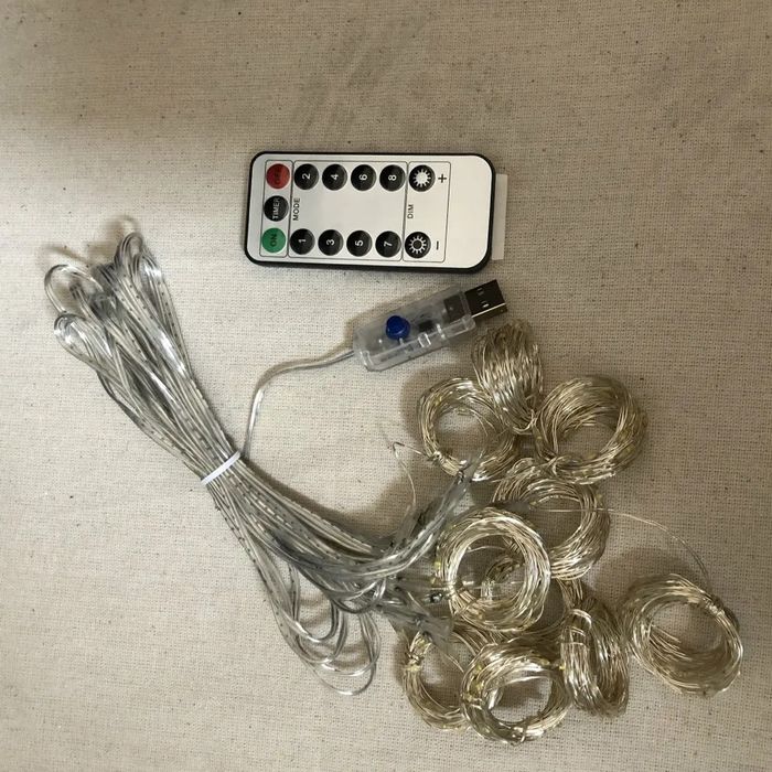 Гирлянда штора, капля, роса, 3х3м, белый цвет