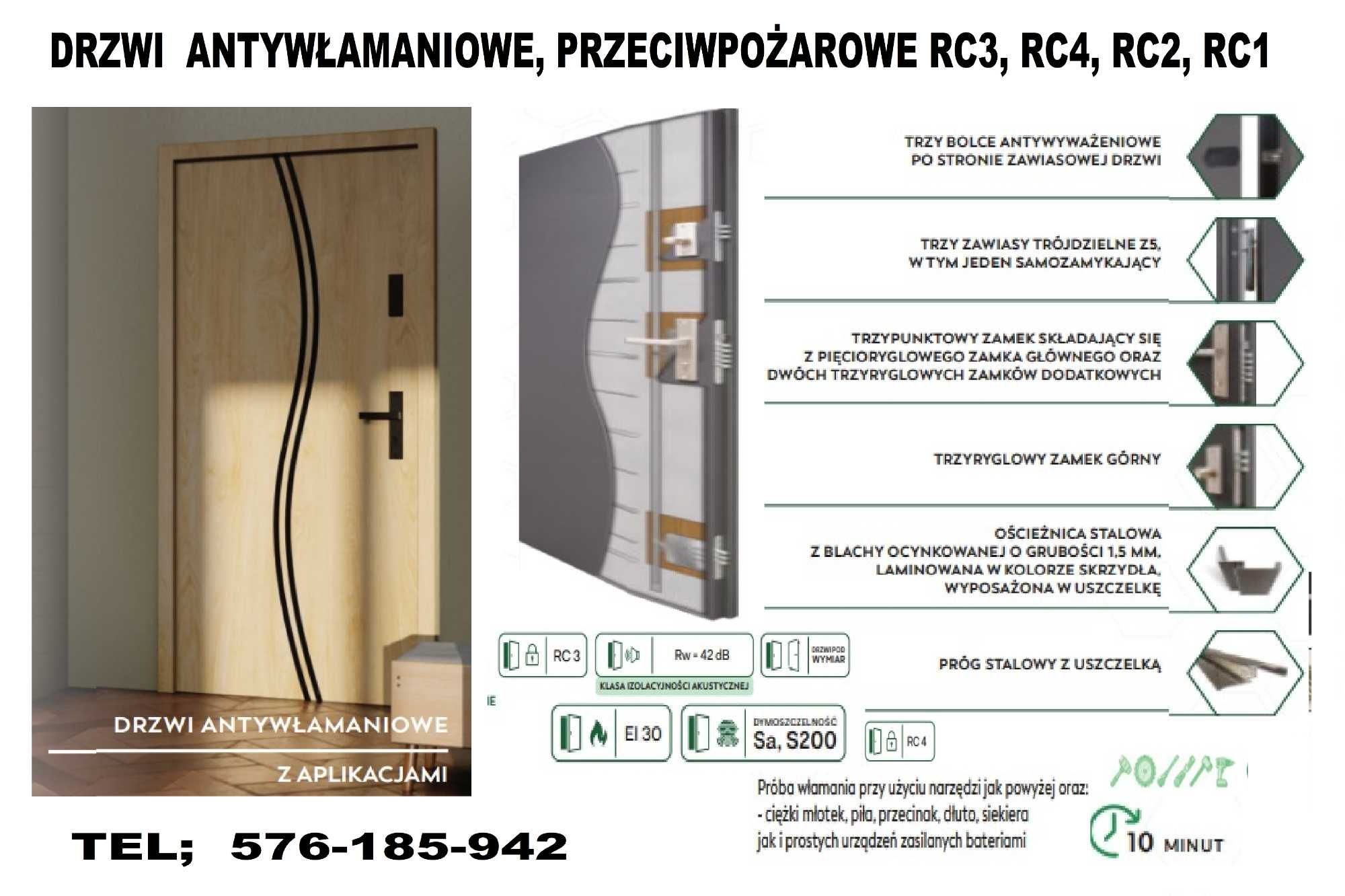 Drzwi  ZEWNĘTRZNE antywłamaniowe metalowe, klasa  rc2 . rc3 , rc4