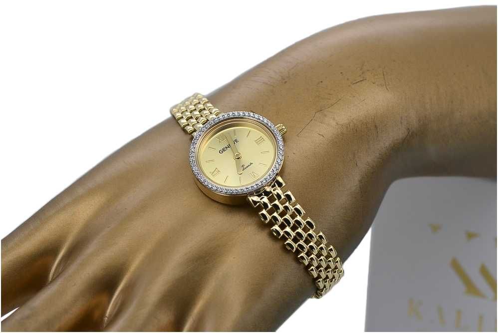 Prześliczny 14K 585 złoty damski zegarek Geneve lw101 WR
