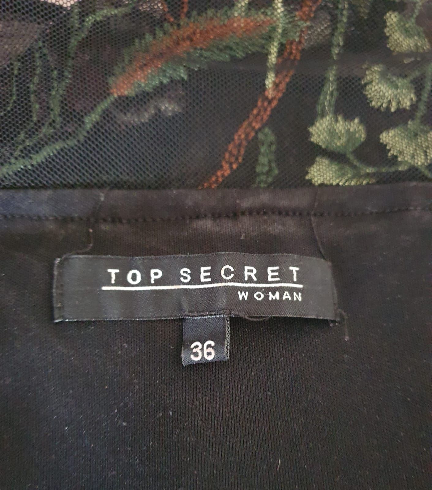 Sukienka czarna haftowana kwiaty Top Secret 36/S