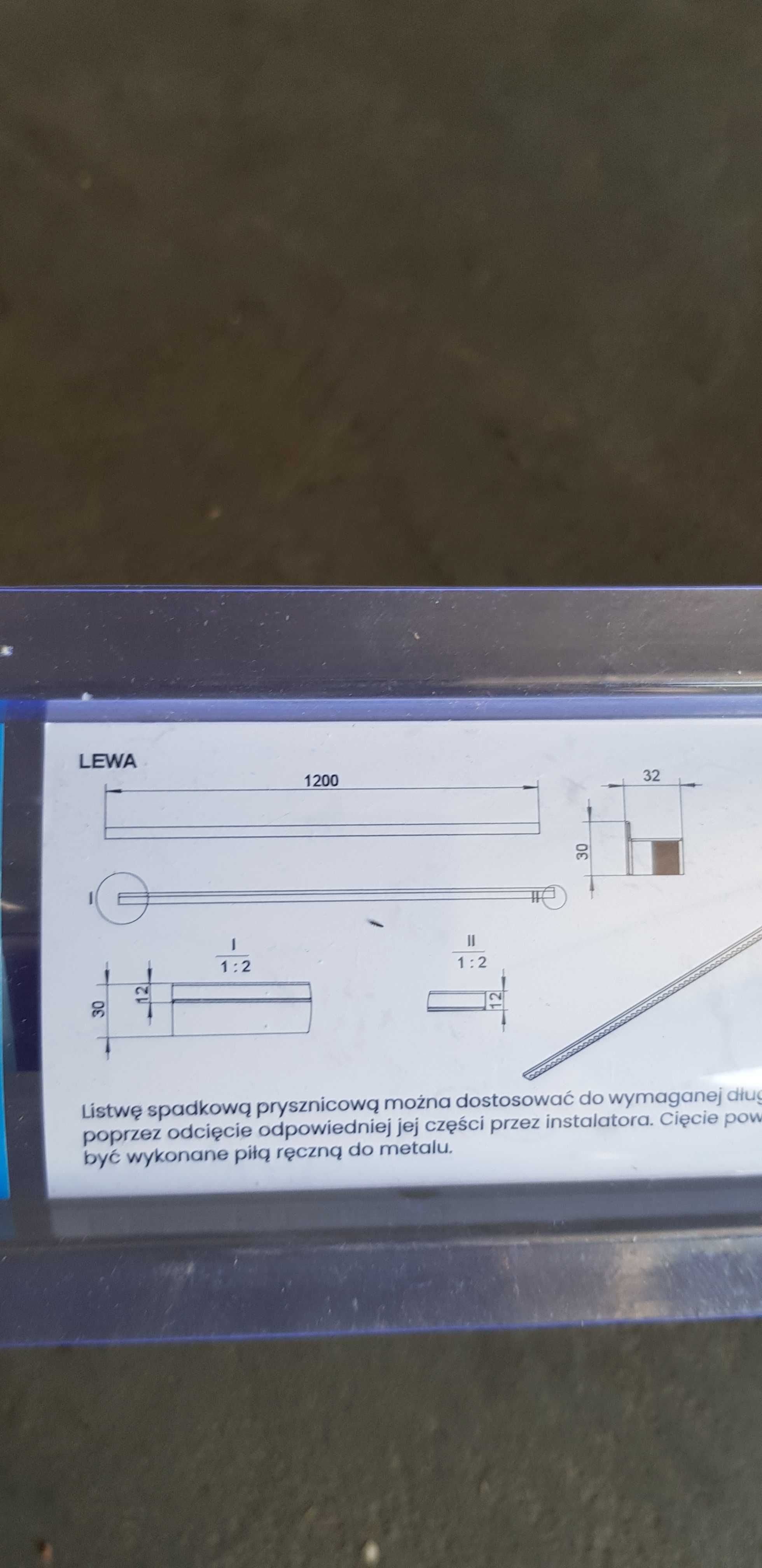 Listwa spadkowa lewa inox 120 cm