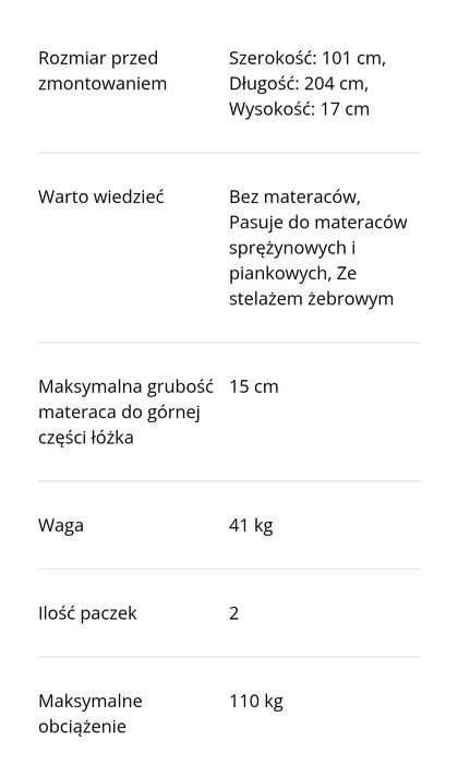 Łóżko piętrowe Jysk