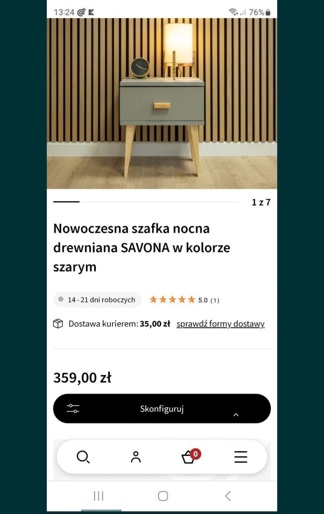 Szafka nocna drewniana nowoczesna skandynawski Savona kolor szary