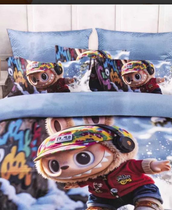 Постіль Лабубу фланель  полуторна