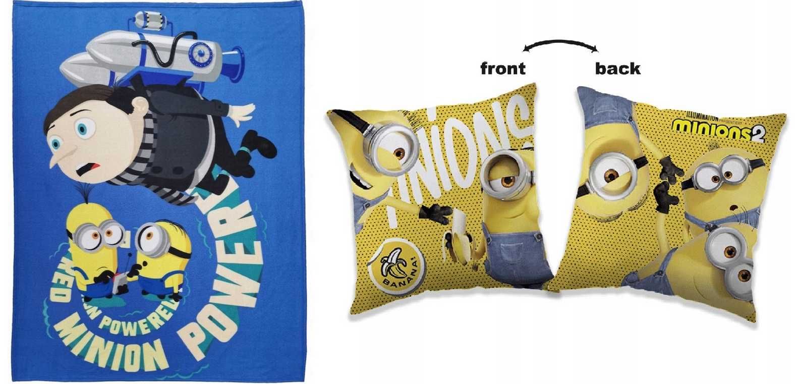 Zestaw koc polarowy + poduszka 40x40  Minionki Gru