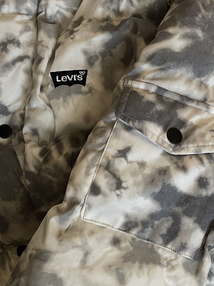 XXL 2XL 52 Levis пуховик куртка парка левіс левис білий белый серый