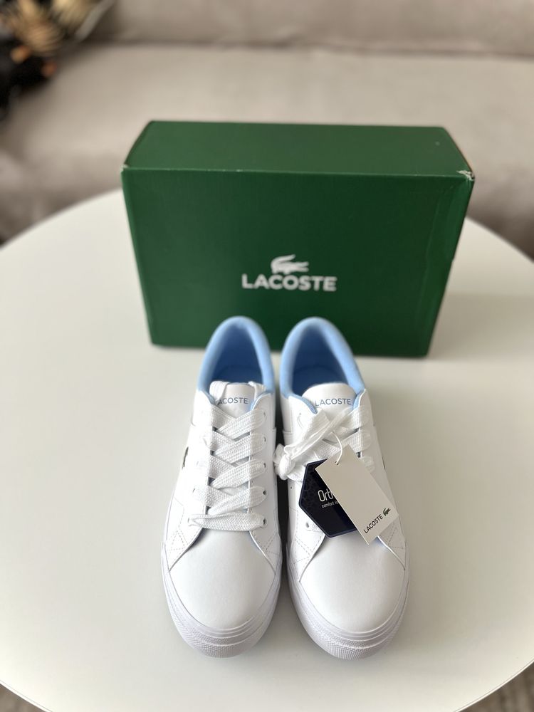 Białe buty sneakersy skórzane Lacoste Ziane Platform 40,5