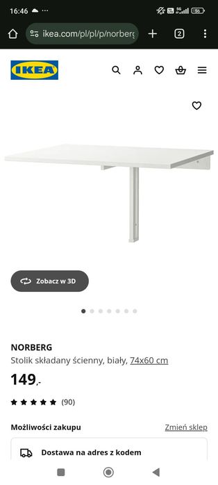 Zestaw Ikea Biurko wiszące plus krzesło obrotowe