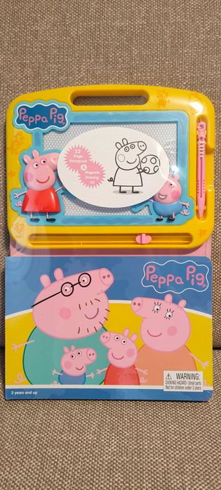 Peppa Pig, książeczka w języku angielskim i tablica magnetyczna