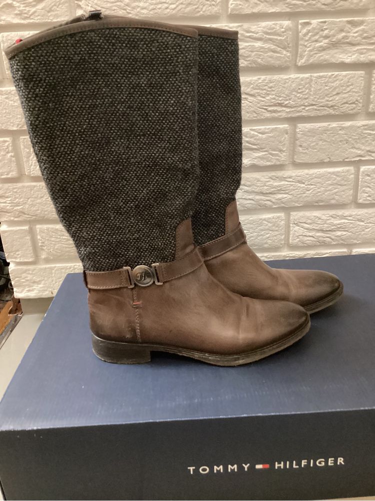 Skorzane kozaki Tommy Hilfiger 38