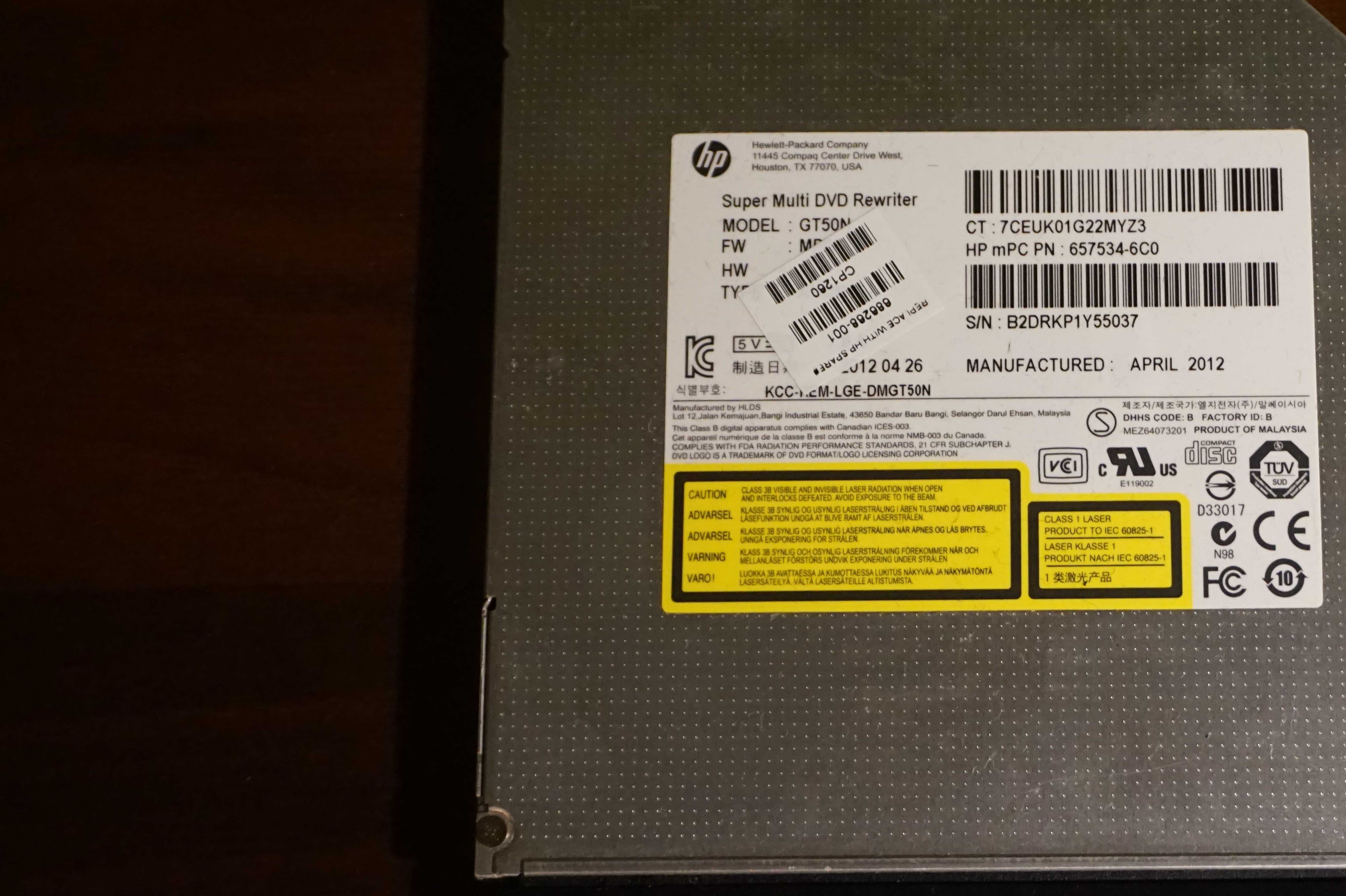 Napęd nagrywarka DVD-RW Hp CQ58 cq 58 model GT50N HP686.268-001