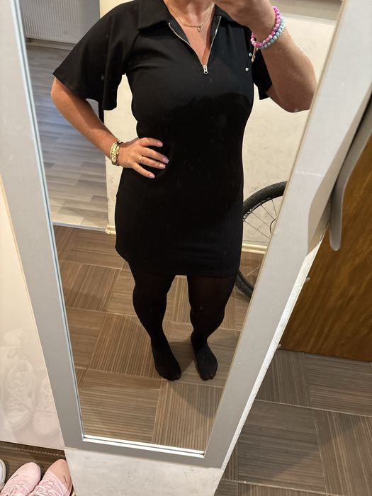 Czarna piękna sukienka tunika Reserved s Rozm 36/40 dekolt suwak