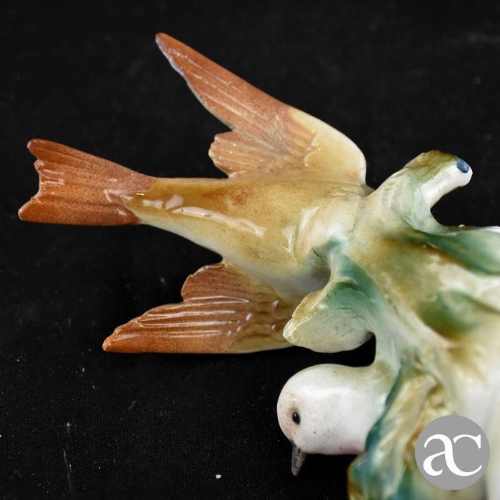 Grupo escultório de pássaros, porcelana alemã PM&M