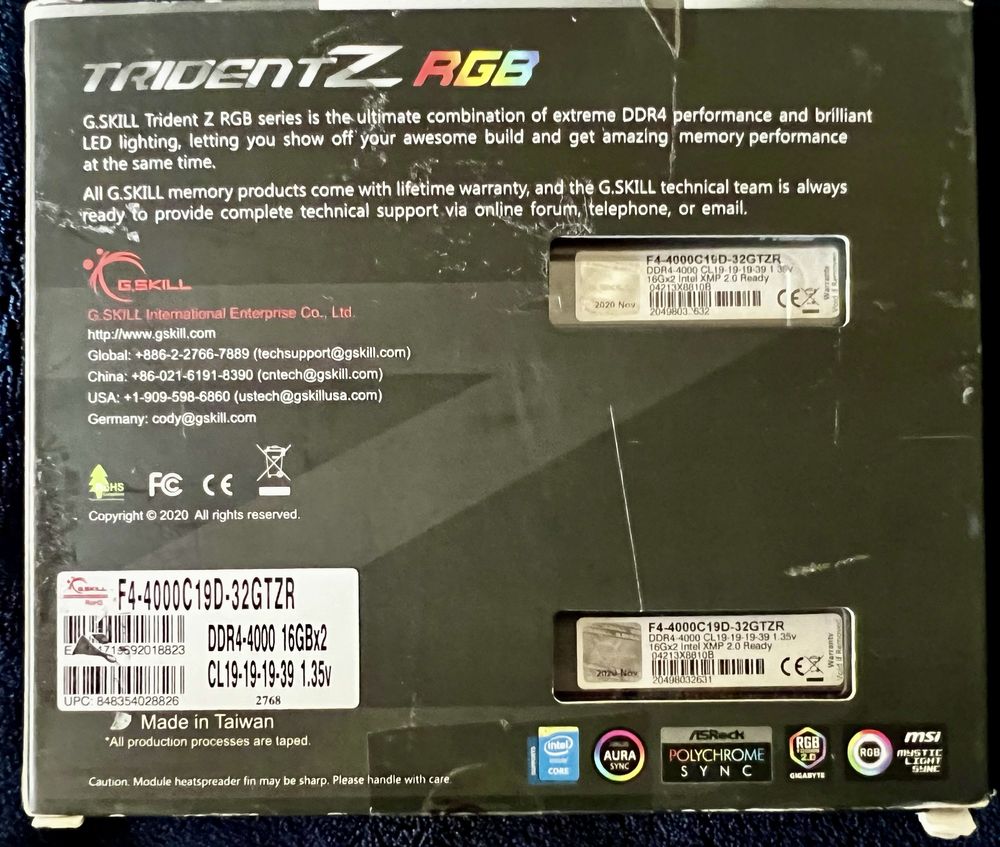 Pamieć RAM G.Skill Trident Z RGB 2x 16GB (32GB) DDR4 4000
