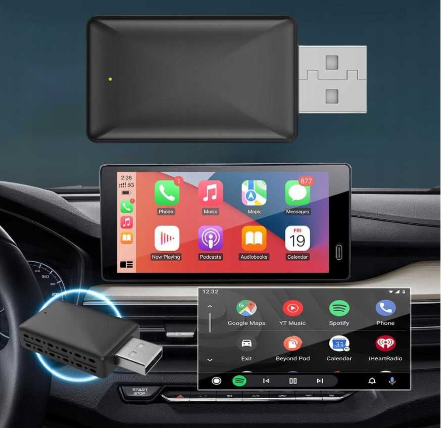 Bezprzewodowy Adapter Mini USB CarPlay do iPhone iOS ANDROID AUTO