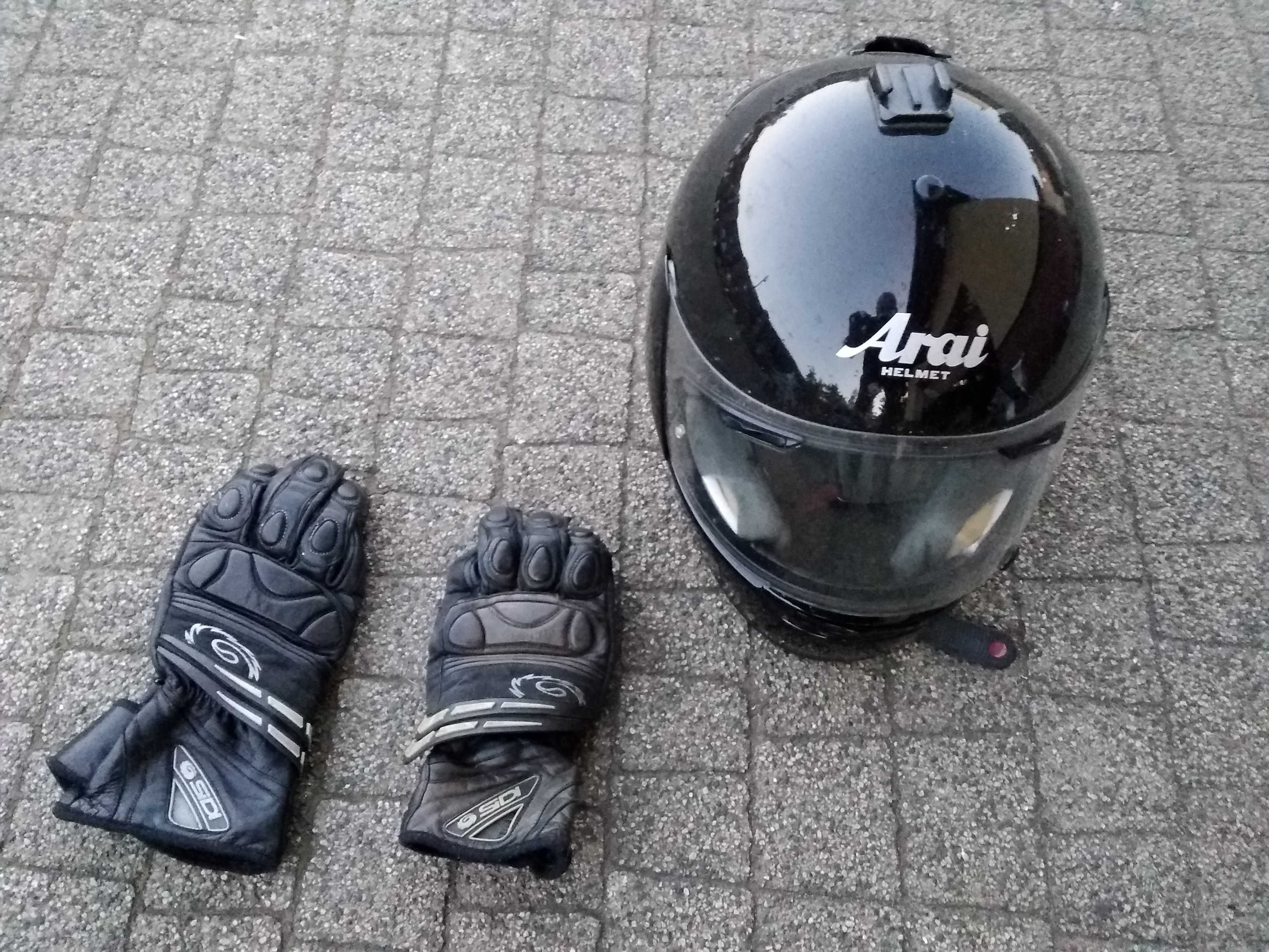 Wykrywacz metali Kask ARAI na motor rękawice motocyklowy