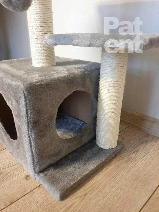 Szary drapak dla kota domek legowisko budka miękki drapanie