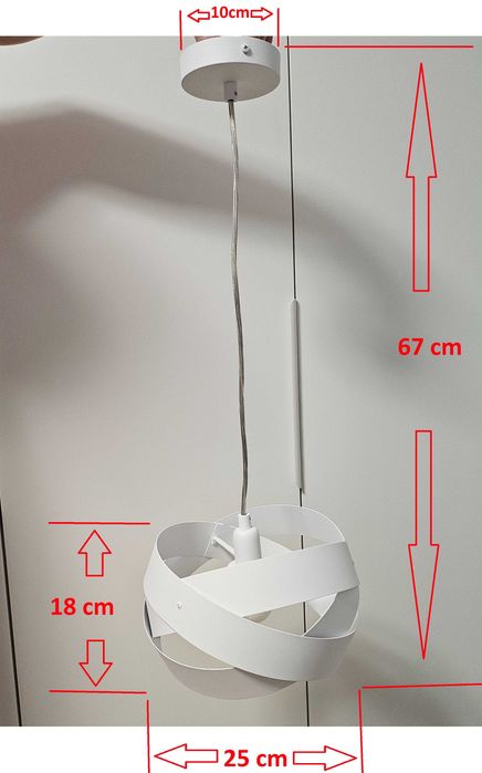 Lampa wisząca w kolorze białym, z metalu