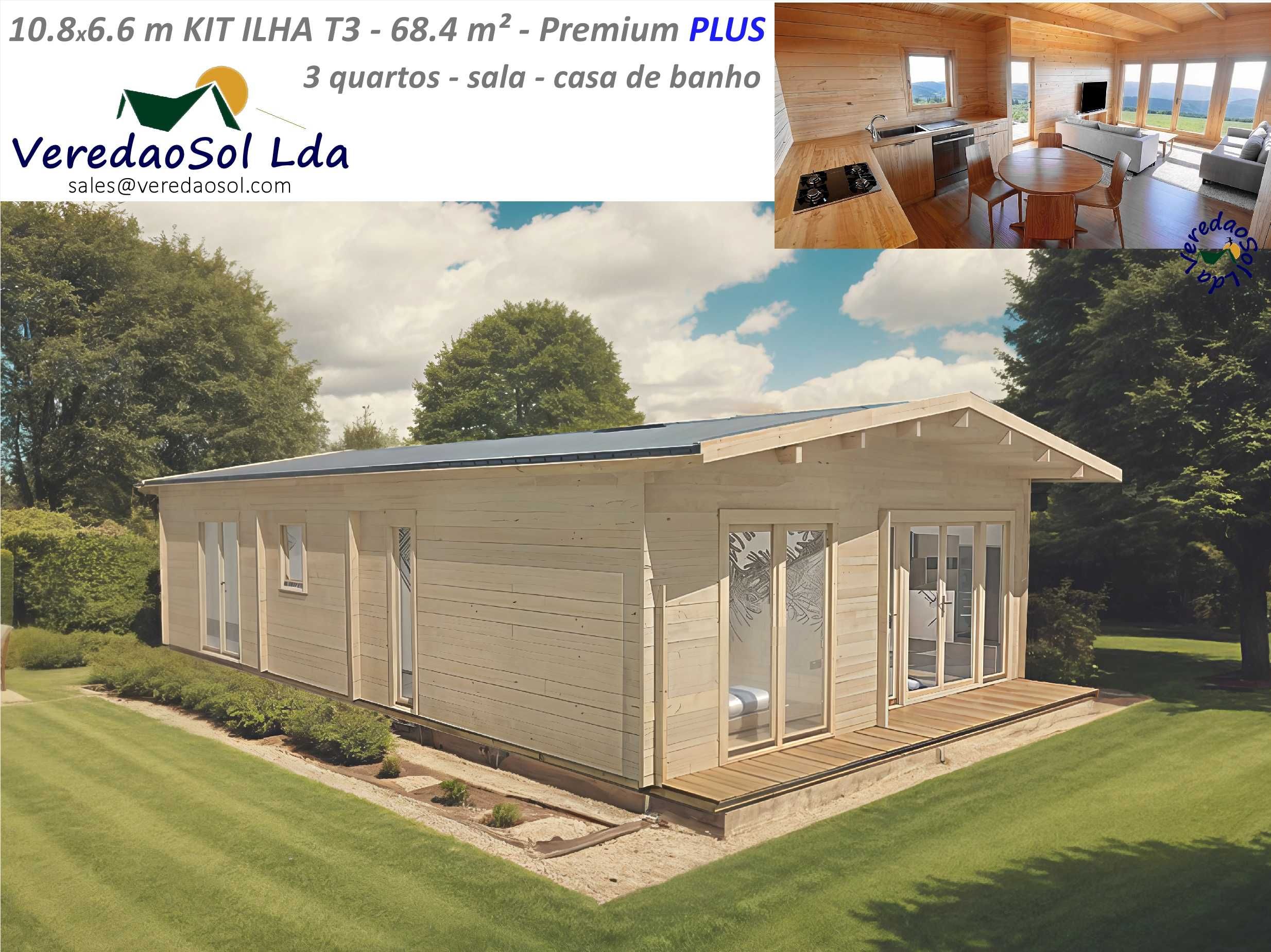 Casa Madeira ILHA T3 44mm - 68.4 m² com terraço Qualidade Premium PLUS