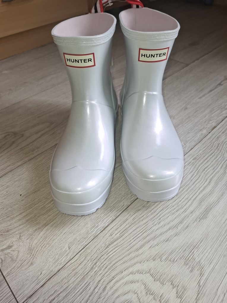 Kalosze hunter biale perlowe r 40/41 nowe z metka