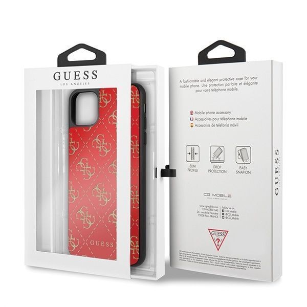 Etui Guess 4G Glitter iPhone 11 Pro Max Czerwony Hardcase