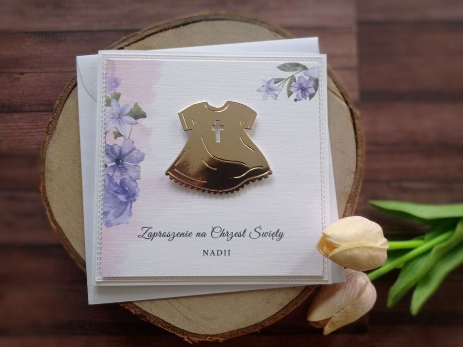 Zaproszenie na chrzest Święty że zdjęciem personalizacja