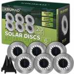 6x Lampki Solarne Dyski Ogrodowe Gruntowe Czujnik Zmierzch 20 LED
