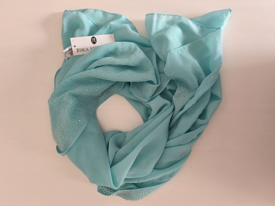 Szal apaszka chusta nowa z metką turkus ozdoby