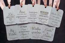 Zawieszki etykiety na alkohol wódkę weselną personalizowane urodziny